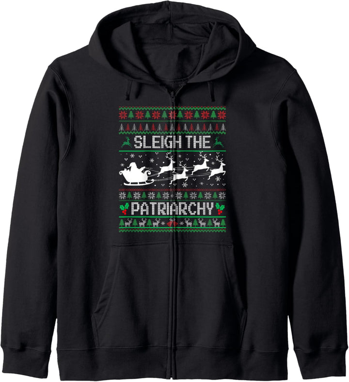Schlitten Das Patriarchat Feminist Hässliche Weihnachten Meme Urlaub Kapuzenjacke