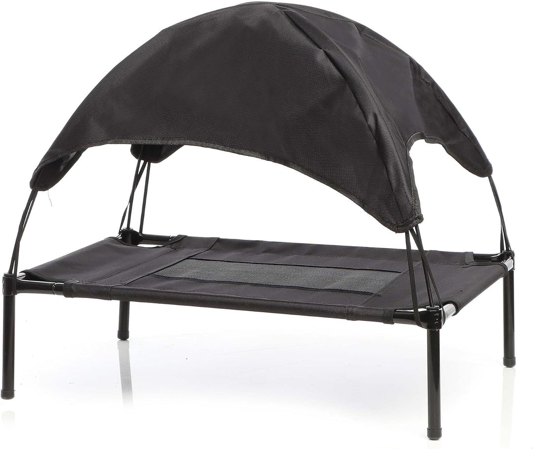Wiltec Hundebett mit Dach Schwarz 76 x 60 x 16 cm Grösse M bis 25 kg Outdoor Katzenliege Haustier Sc