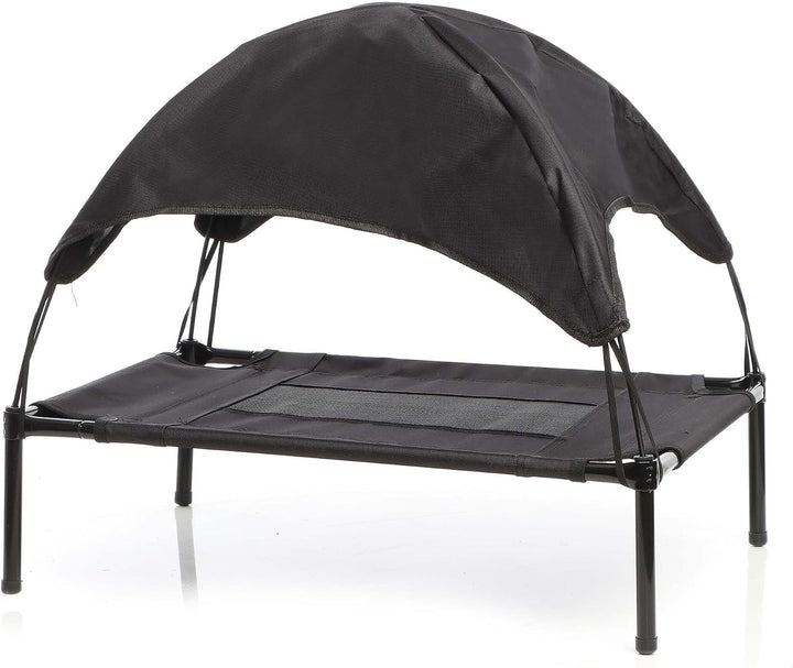 Wiltec Hundebett mit Dach Schwarz 76 x 60 x 16 cm Grösse M bis 25 kg Outdoor Katzenliege Haustier Sc