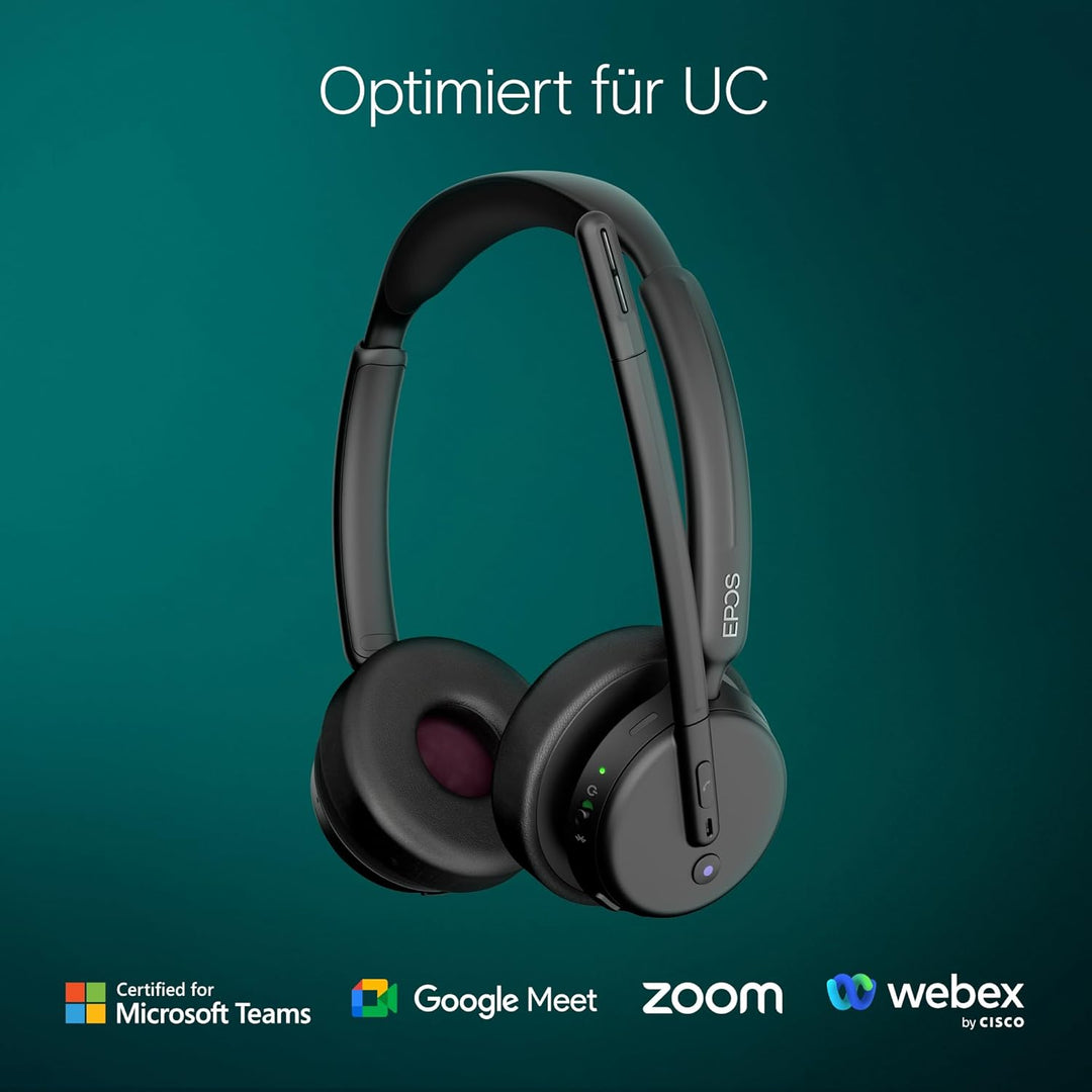 EPOS Impact 500 ANC Kabelloses Headset – Teams Zertifiziert mit USB-C & USB-A Konnektivität – Fortsc