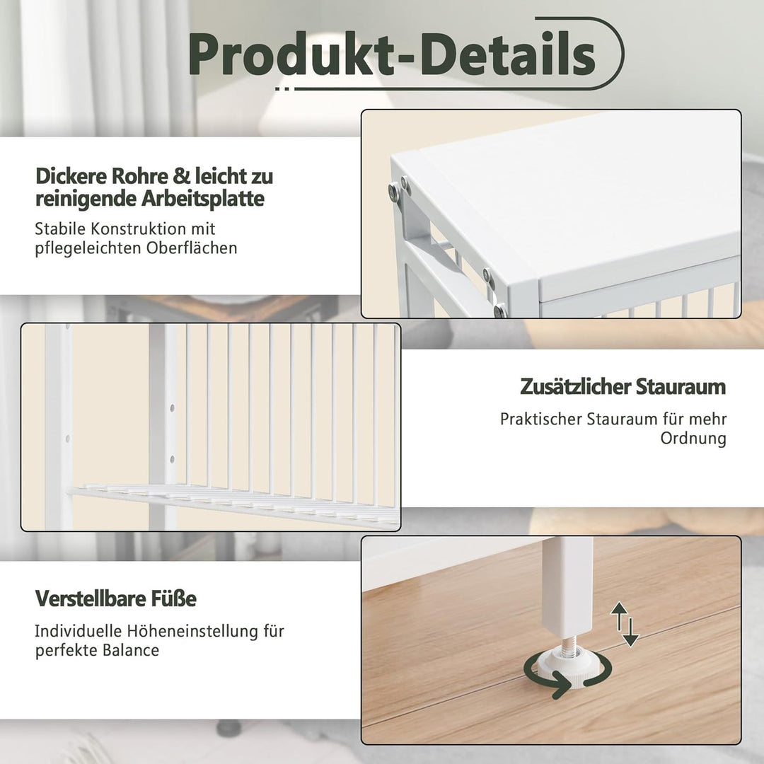 Vantimo Schmaler Beistelltisch, 2er Set 3 Ablagen Nachttisch Schmal mit Zeitschriftenhalter, Sofa be