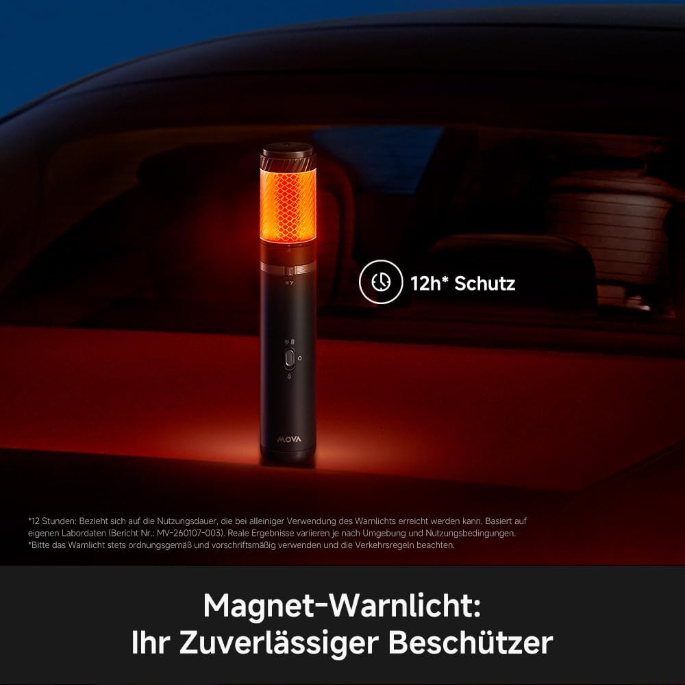 Mova H10 Multifunktionaler Handstaubsauger, 18.000Pa Saugkraft mit Magnet-Warnlicht, Sicherheitshamm