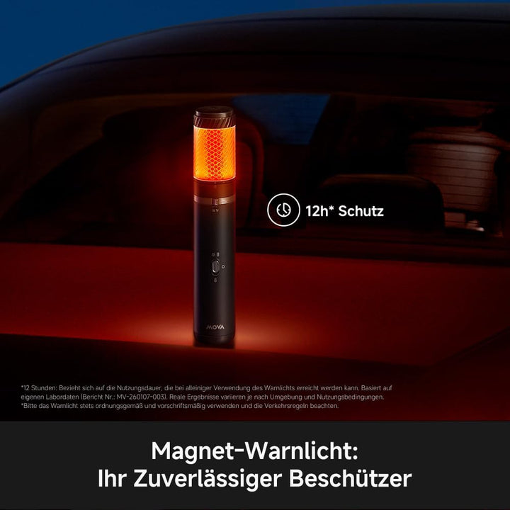 Mova H10 Multifunktionaler Handstaubsauger, 18.000Pa Saugkraft mit Magnet-Warnlicht, Sicherheitshamm