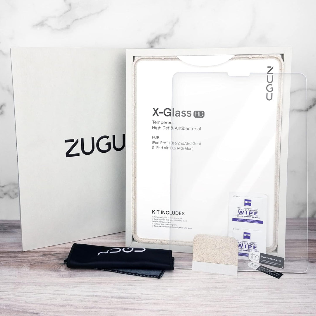 Zugu Hülle Displayschutz für iPad 10.9 10. Generation – gehärtete, kratzfeste Glasfolie – Fingerabdr
