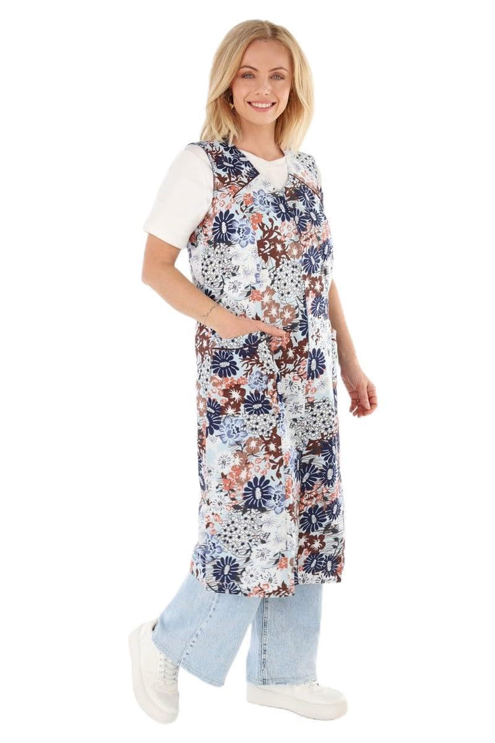 Schuerzenfabrik Reissverschluss Kittel RV Hauskleid Baumwolle Schürze Kochschürze 38 Hellblau/Rot, 3