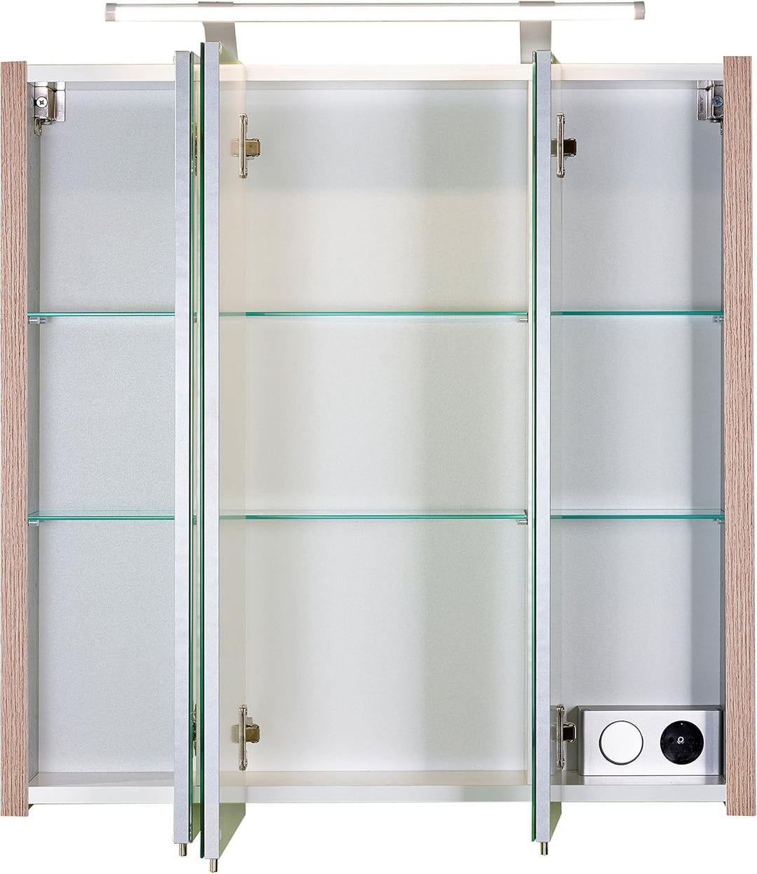 Schildmeyer Spiegelschrank 133075 Trient, 70.0 x 16.0 x 75.0 cm, wildeiche Dekor 70 cm Inkl. LED Bel