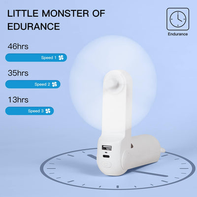 JISULIFE Handventilator Mini Ventilator 3 IN 1, mit 4500 mAh Powerbank USB Akku Klein Ventilator, Ba