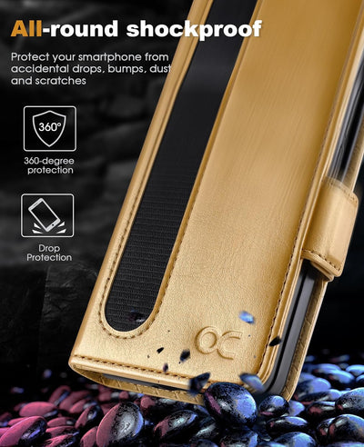 OCASE Hülle Samsung Galaxy Z Fold 5 5G Handyhülle mit [S Pen Halter] [Grenzschutz] [Premium PU Leder
