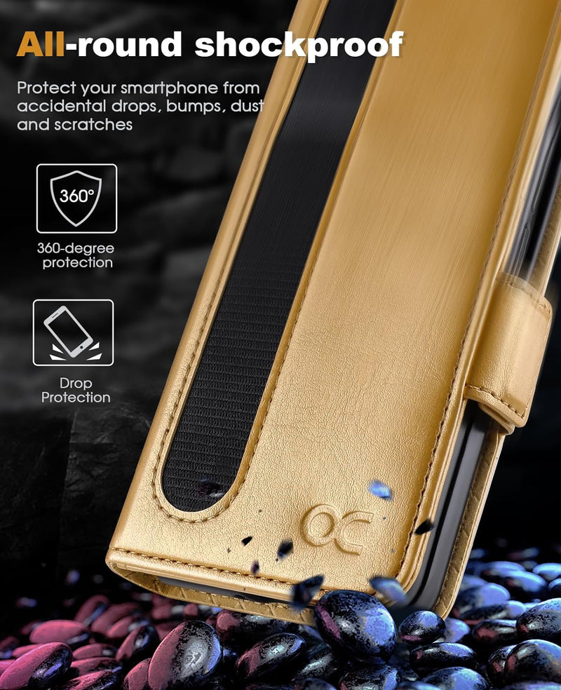OCASE Hülle Samsung Galaxy Z Fold 5 5G Handyhülle mit [S Pen Halter] [Grenzschutz] [Premium PU Leder