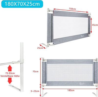 LZQ Kinderbettgitter, Bettgitter zum vertikalen Heben, Bettschutzgitter Sicherheitsschutz, Bettgitte