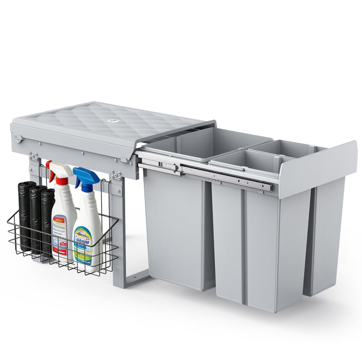 lovewind Dreikammer-Abfalleimer, 20L+2x10L, Mülleimer küche, Mülltrennsystem für Unterschrank，Stahlr