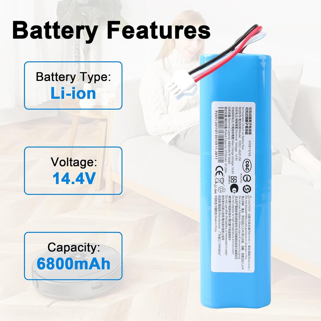 6800 mAh Li-Ion Akku für Proscenic M7 Pro M8 Pro/Headset R1/ Uoni V980 Max V980 Plus/Lenovo Lr1/ Roi