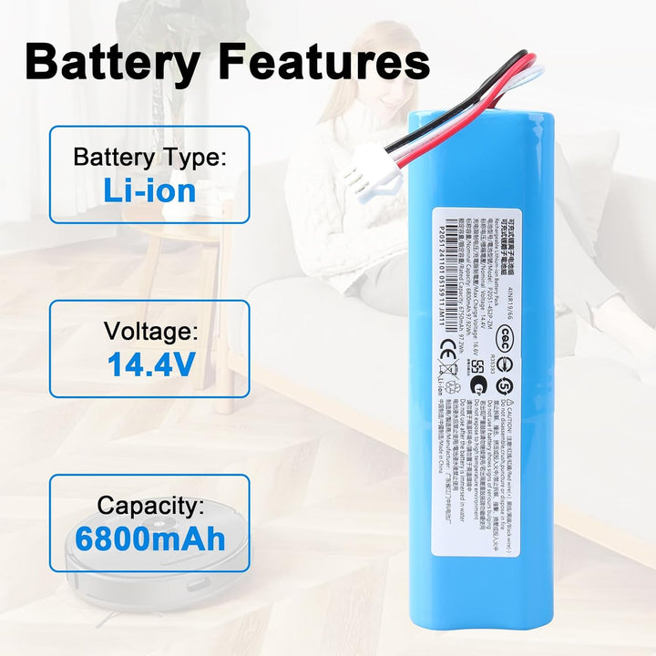 6800 mAh Li-Ion Akku für Proscenic M7 Pro M8 Pro/Headset R1/ Uoni V980 Max V980 Plus/Lenovo Lr1/ Roi