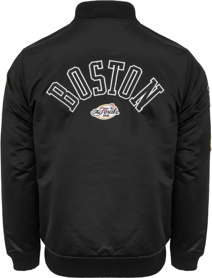 Mitchell & Ness M&N Satin Bomber Jacke - Patches Boston Celtics S Schwarz, S Schwarz