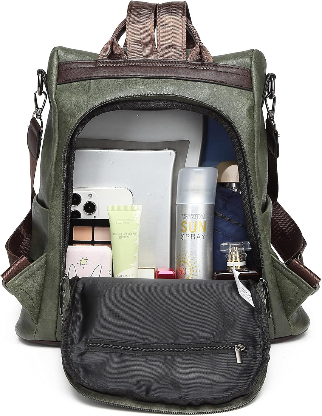 shepretty Damen Rucksack Anti Diebstahl Umhängetasche Multifunktions Schultaschen 099-0298pu-grün, 0