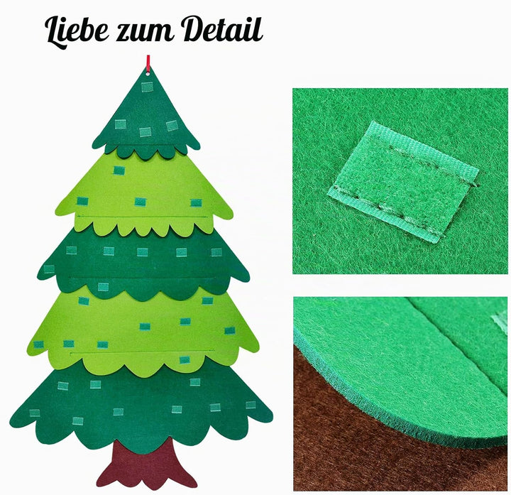 OUQIWEN Filz Weihnachtsbaum,DIY Filz-Weihnachtsbaum mit 32 Stück Abnehmbaren Hängenden Ornamenten,Ho