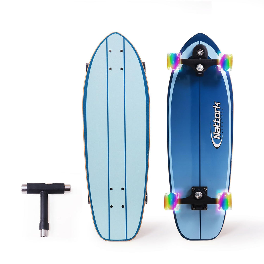Nattork Complete Skateboards 29" x 8" Kids Skateboard Cruiser Skateboards for Beginners Double Kick