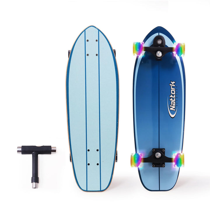 Nattork Complete Skateboards 29" x 8" Kids Skateboard Cruiser Skateboards for Beginners Double Kick