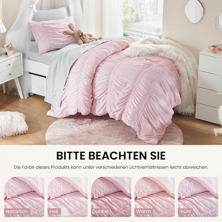 Sedefen Seersucker Bettwäsche 135x200 Rosa Mädchen Aesthetic clean Girl Bettwäsche Set Shabby Chic F