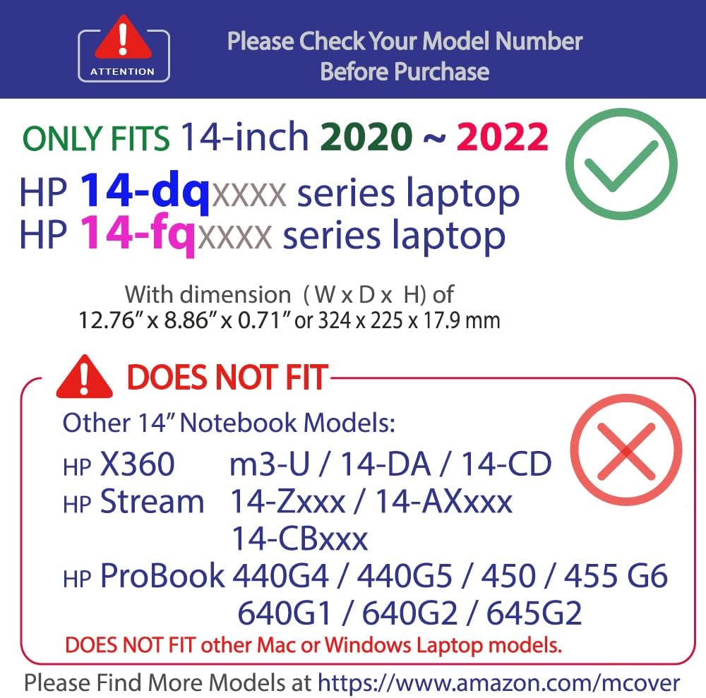 mCover Schutzhülle kompatibel mit HP 14-DQxxxx / 14-FQxxxx 2020-2022 Laptop (nur Nicht kompatibel mi