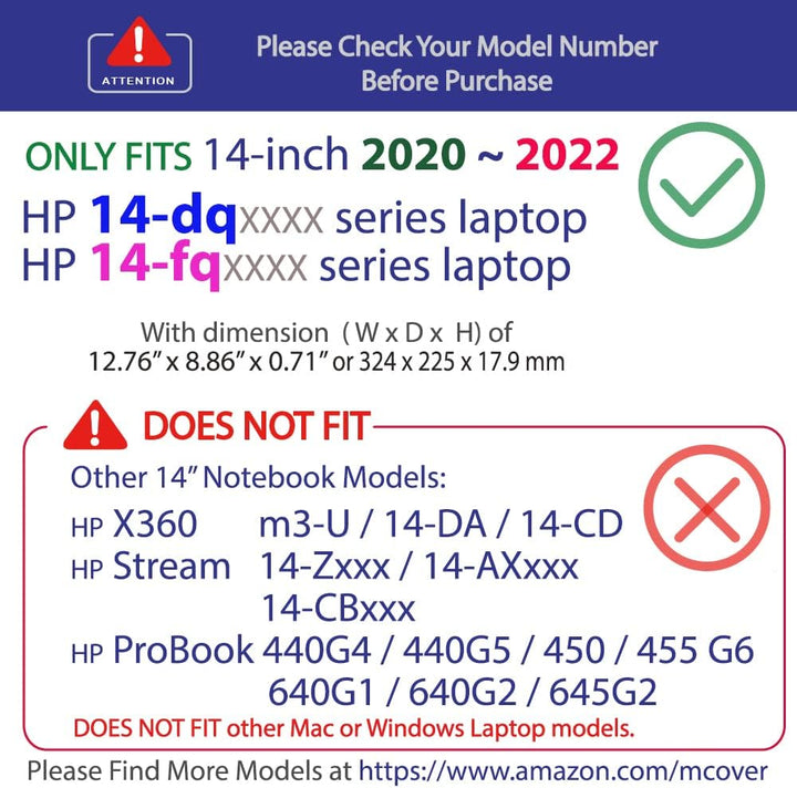 mCover Schutzhülle kompatibel mit HP 14-DQxxxx / 14-FQxxxx 2020-2022 Laptop (nur Nicht kompatibel mi