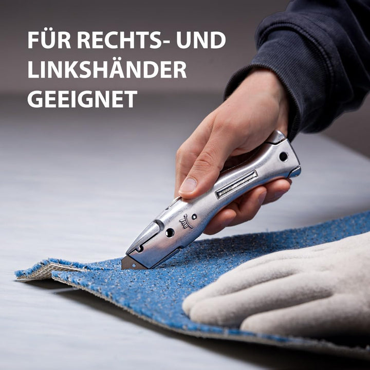 Delphin®-03 Teppichmesser, Design Edition, Feststehende Klinge, Profi Cuttermesser, Alu, Klingen und
