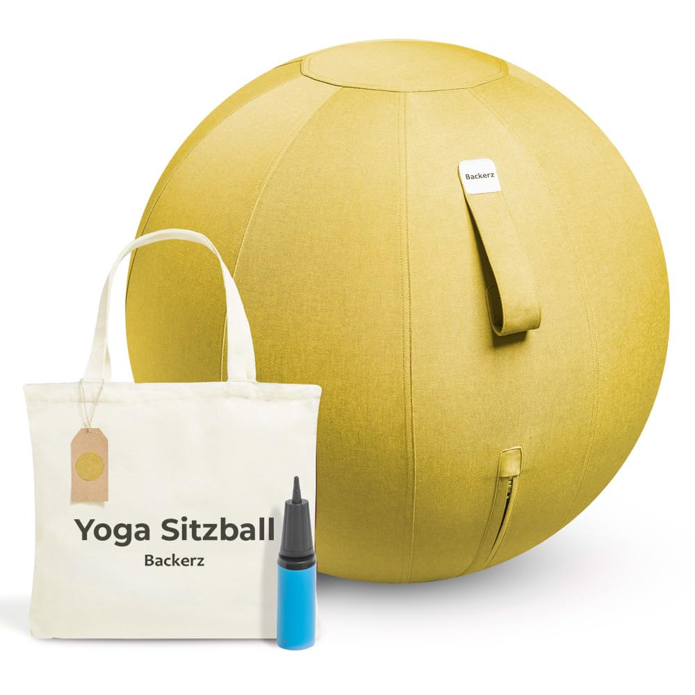 Sitzball Büro Ergonomisch 65 cm, Ergonomische Sitzmöbel für Büro und Heimbüro, Langlebiger Stoff, Gy