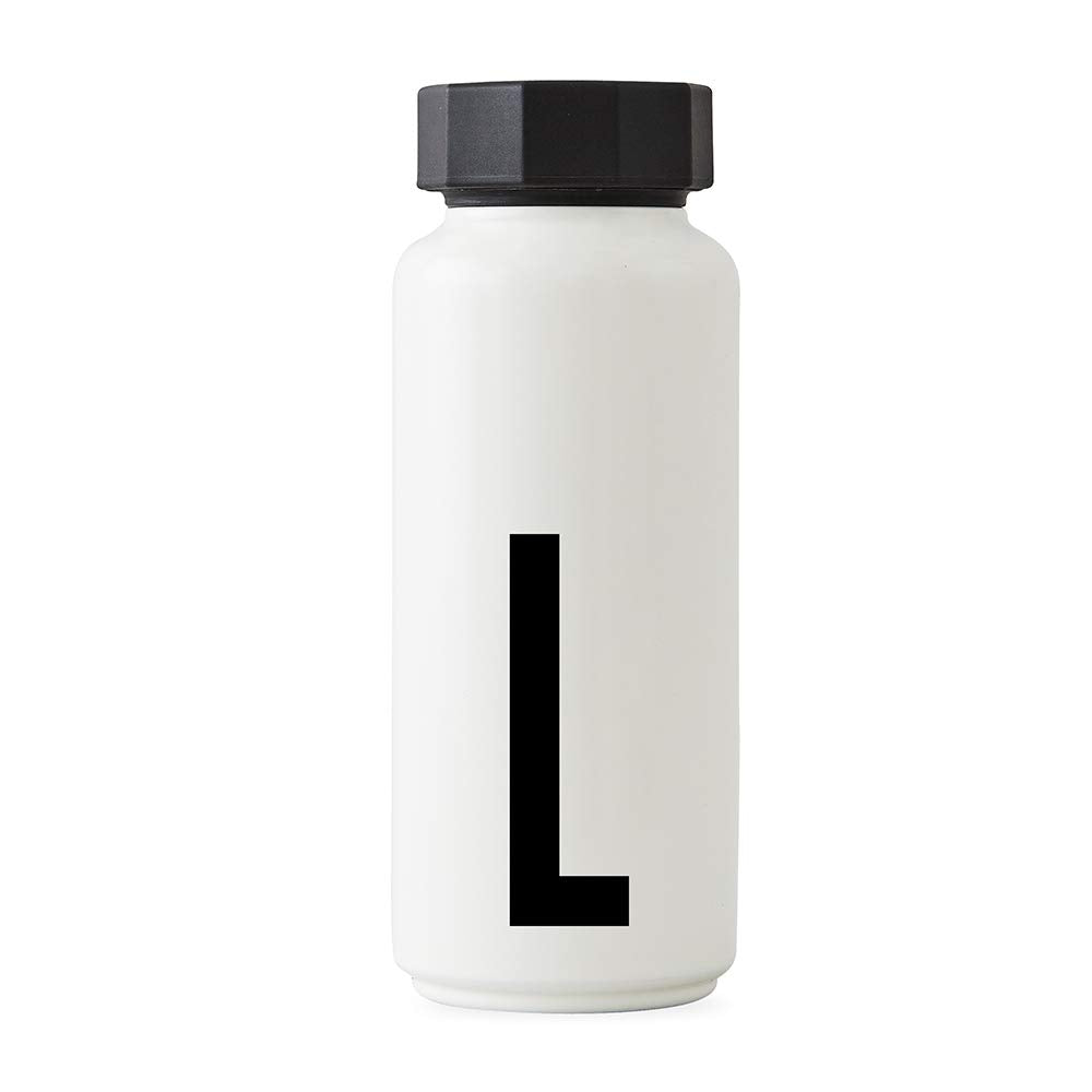 Design Letters Persönliche Edelstahl Trinkflasche Weiss (L) |500 ml| Kohlensäure geeignet BPA-Frei T