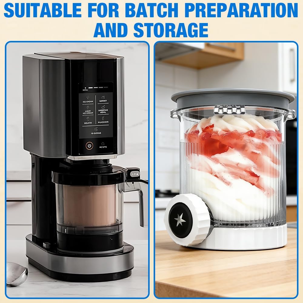 4 Stück Ninja Swirl Creami Behälter mit 5 Löffeln, 500ml Eisbehälter für Ninja Creami NC701 & NC700
