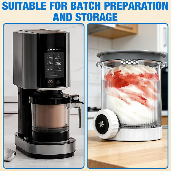 4 Stück Ninja Swirl Creami Behälter mit 5 Löffeln, 500ml Eisbehälter für Ninja Creami NC701 & NC700