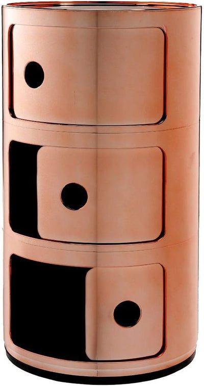 Kartell Componibili, 3 Elements, Kupfer, Runde Basis 3-fächer Kupfer, 3-fächer Kupfer