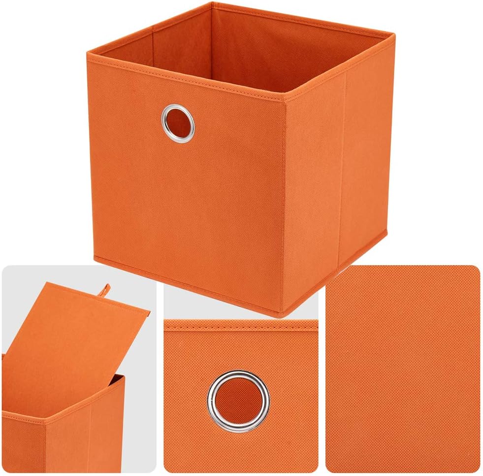 Aufbewahrungsbox, 28 x 28 x 28 cm, orange, 1 Metallloch, faltbar, Stoff, kompatibel mit Cube Organiz