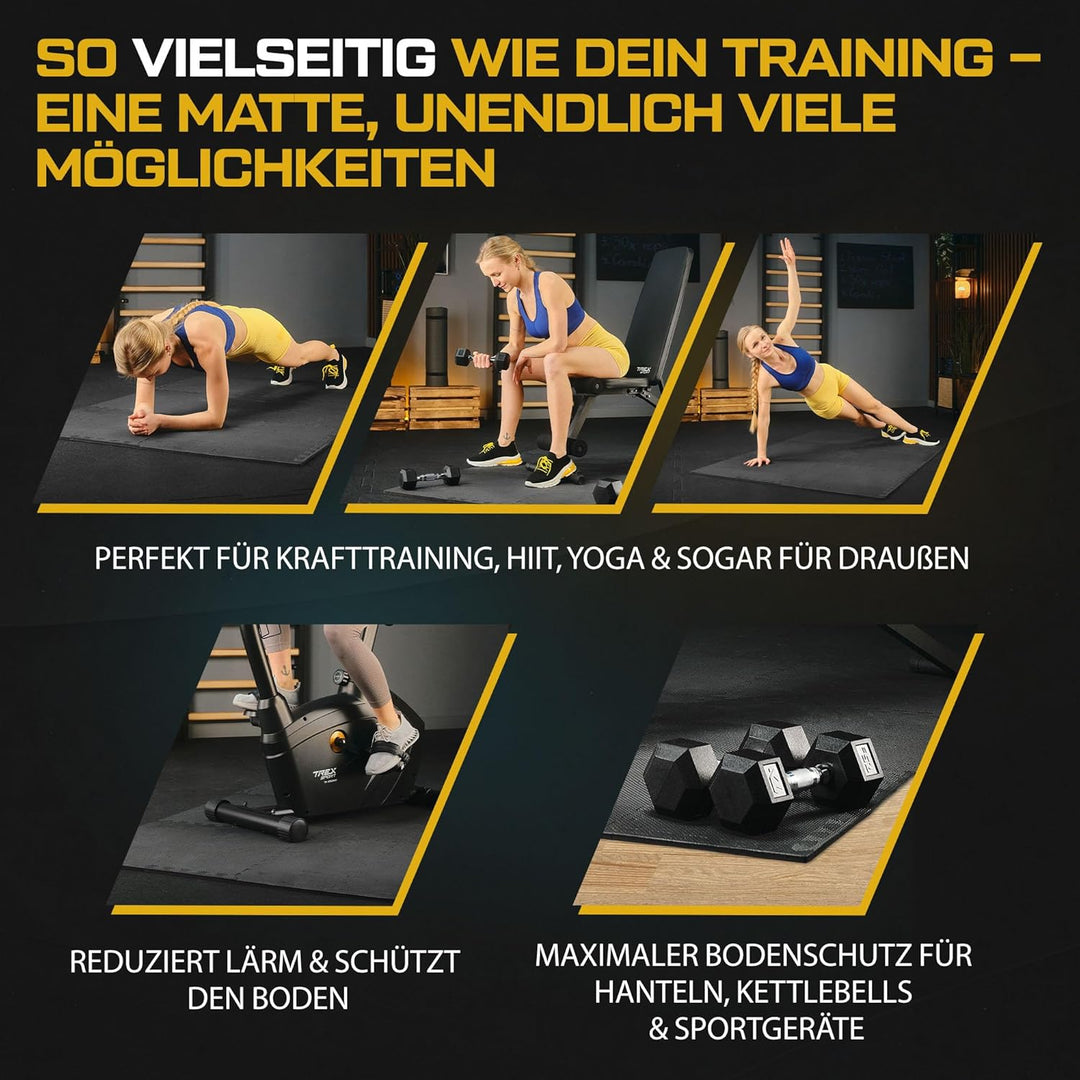 TREX SPORT Bodenschutzmatte Steckmatten TX-010PM | 24/48 Stück Schaumstoffmatten 1 cm dick, rutschfe