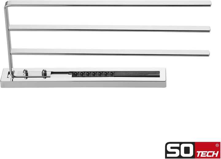 2 Stück SO-TECH® Handtuchauszug Elegance Chrom 3-armig 325 mm eingeschoben, 470 mm ausgezogen Handtu