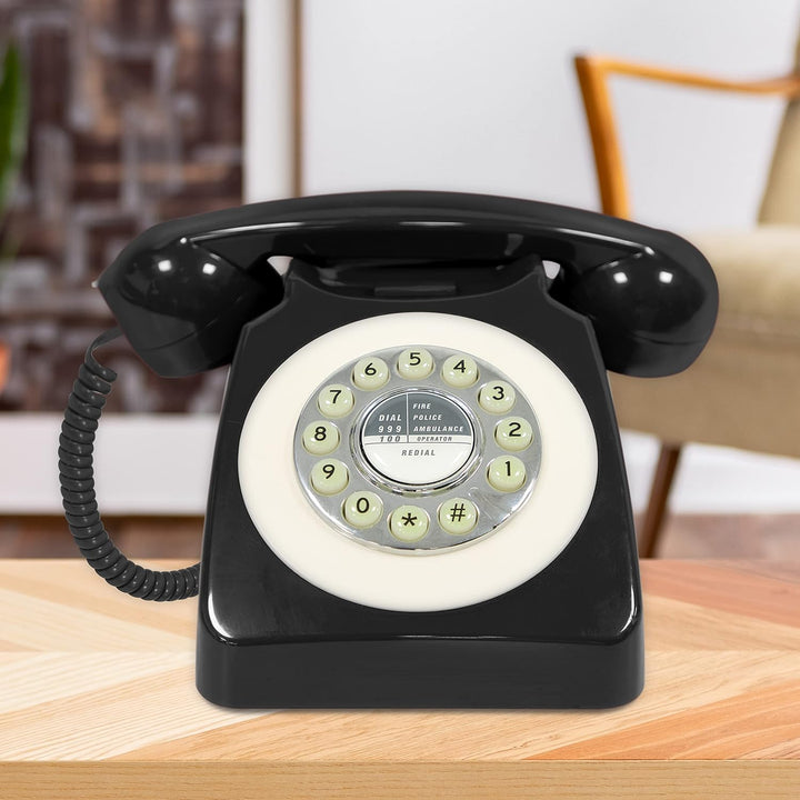 Benross 44520 Classic Retro Vintage Style Home Telefon – Schwarz, Schwarz