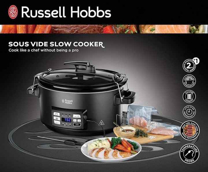 Russell Hobbs Multikocher 3-in-1 [Slow Cooker, Sous Vide, Bräter + Kerntemperatursensor] schwerer 6,