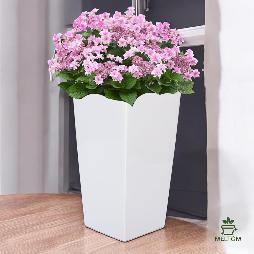 MELTOM Pflanzkübel aus Kunststoff in Hochglanz Farbe: Weiss mit Herausnehmbaren Einsatz, BxTxH in cm