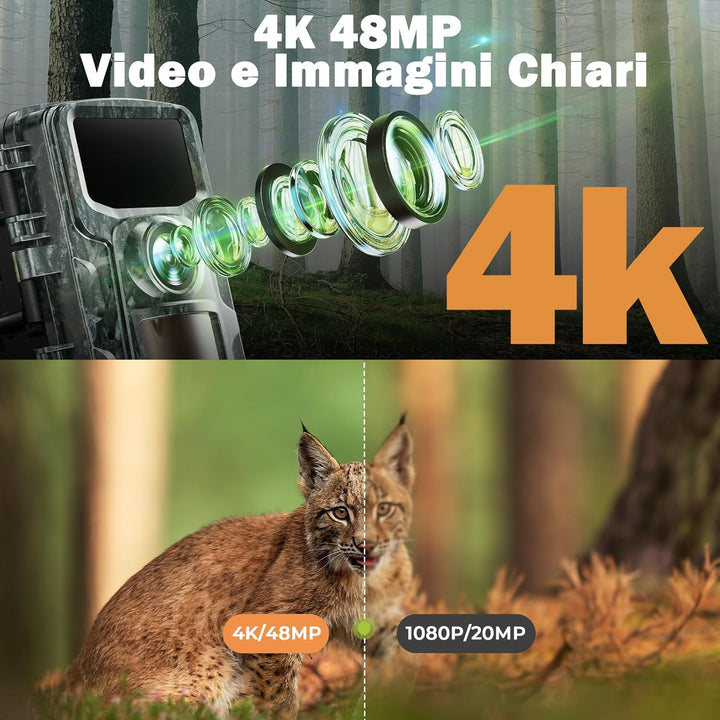 VOOPEAK Wildkamera mit Solarpanel, 4K 48MP Wildkamera mit Nachtsicht Bewegungsaktiviert, Wildtierkam