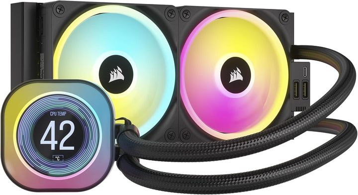 CORSAIR iCUE LINK H100i LCD-Flüssig-CPU-Kühler - 240mm AIO - QX120 RGB-Lüfter - 2,1" IPS-LCD-Bildsch