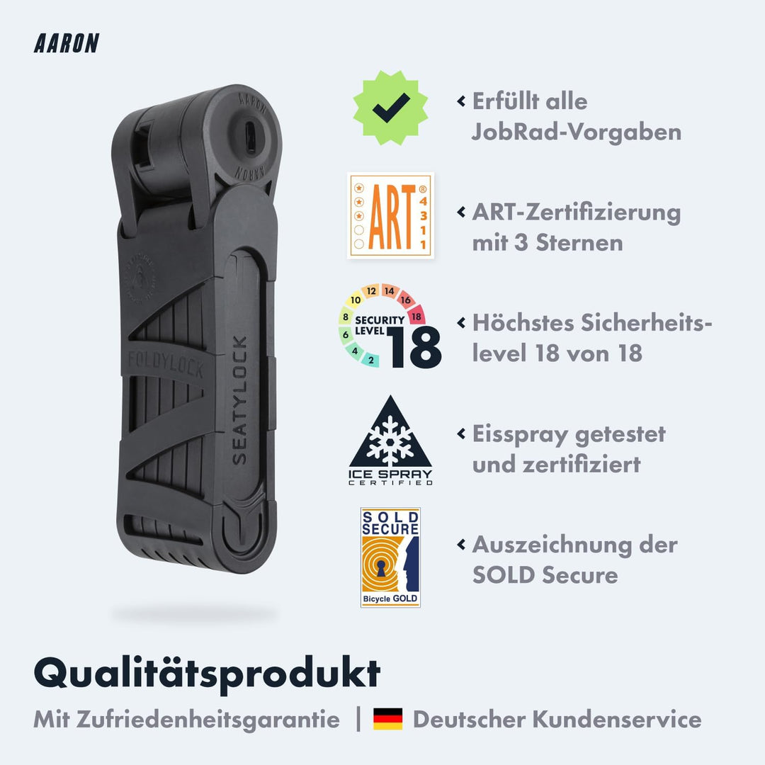 AARON Premium Fahrradschloss - sicheres Faltschloss Stufe 18, patentiertes Hochsicherheitsschloss mi