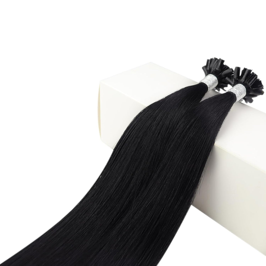 Fshine U Tip Bondings Extensions Echthaar 40cm Tiefschwarz U Tip Haar 1g Pro Strähne Keratin Bonding