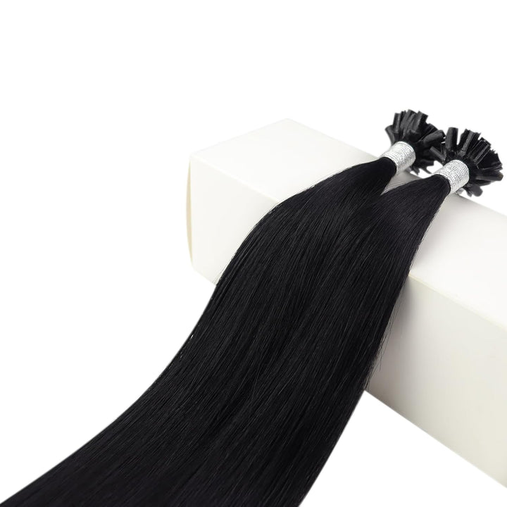 Fshine U Tip Bondings Extensions Echthaar 40cm Tiefschwarz U Tip Haar 1g Pro Strähne Keratin Bonding
