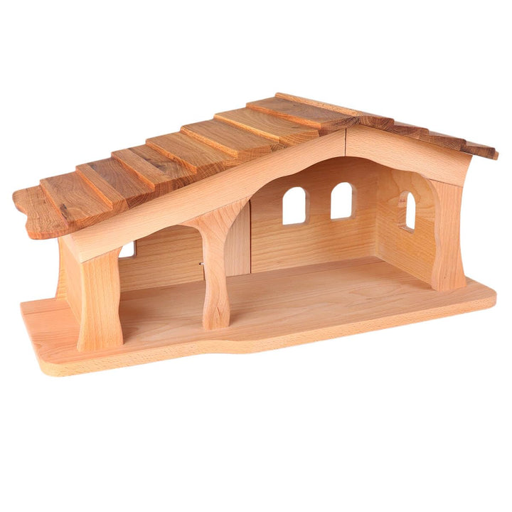 Holzspielzeug Peitz Weihnachtskrippe aus Holz | Krippenstall mit Stall und Hauptraum | Vielseitig al