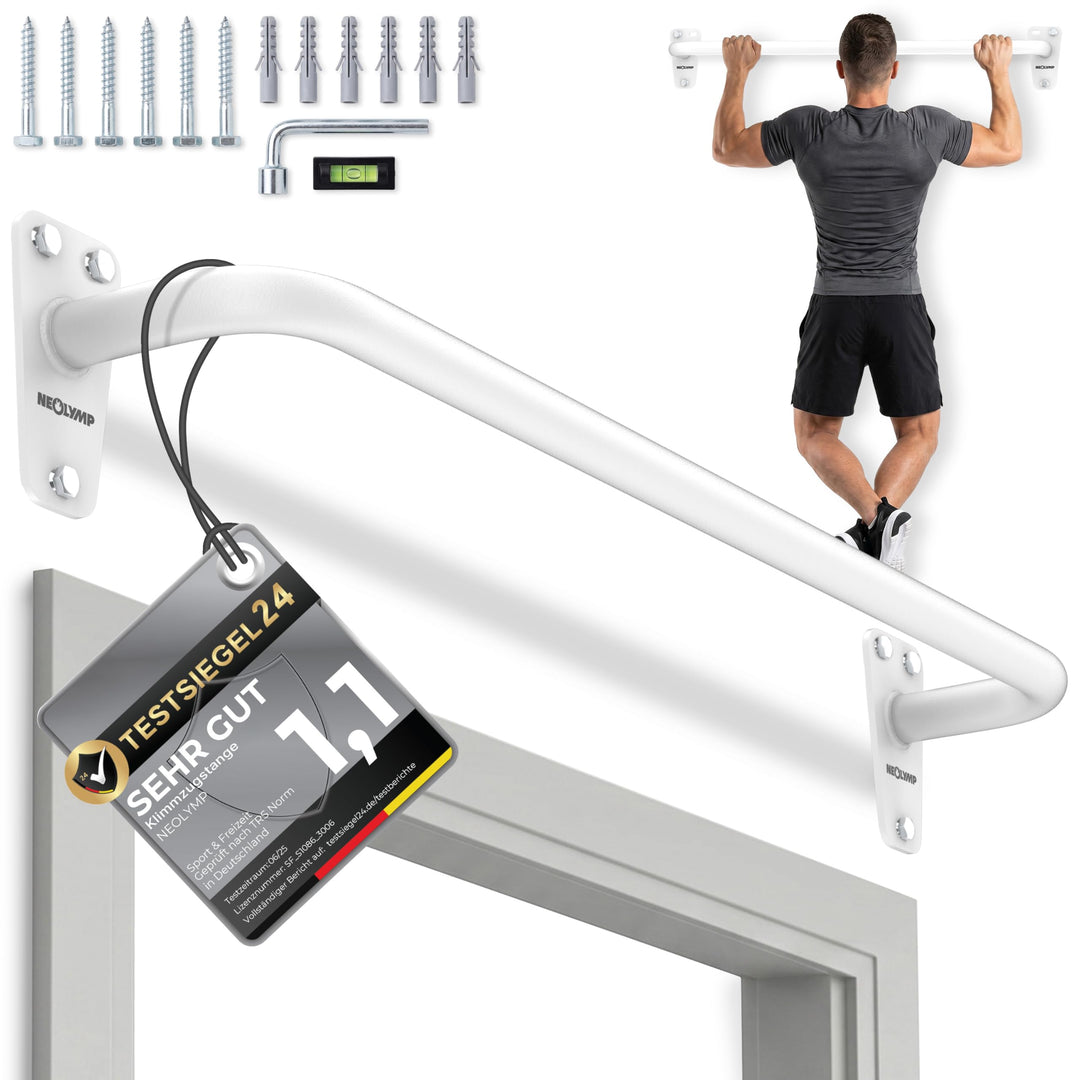 NEOLYMP Klimmzugstange Wandmontage bis 200kg – Stabile Pull Up Bar aus Premium Stahl für Home Gym, O