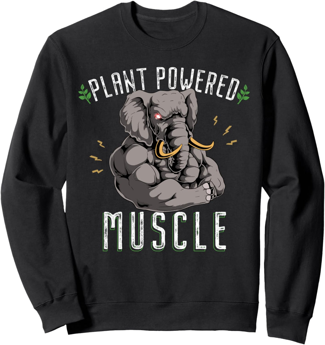 Pflanzenbetriebene Muskeln Elefant Powerlifter Workout Gym Vegan Sweatshirt
