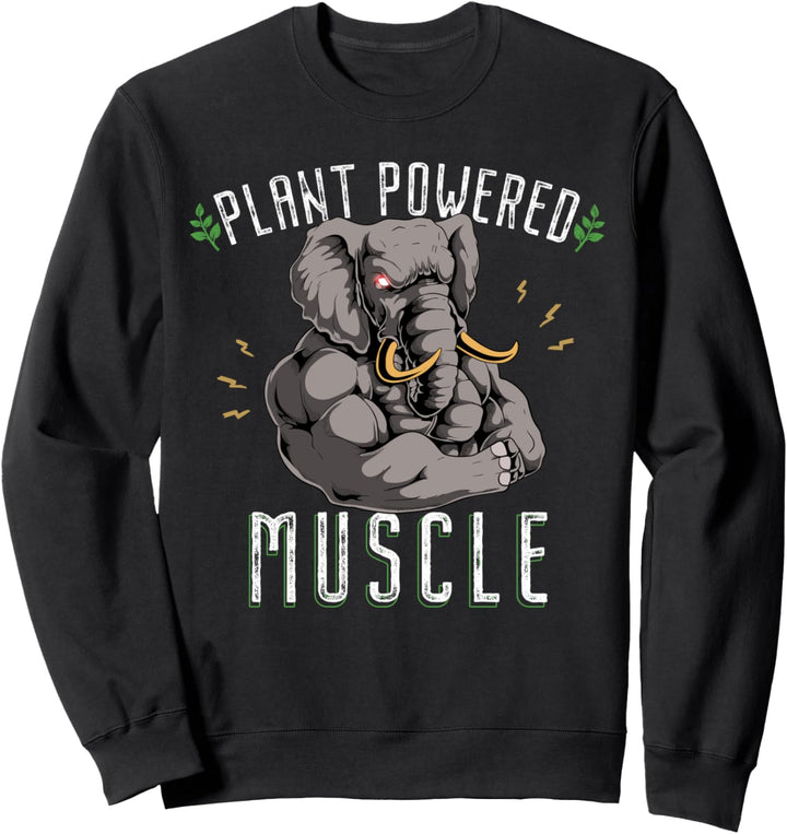 Pflanzenbetriebene Muskeln Elefant Powerlifter Workout Gym Vegan Sweatshirt