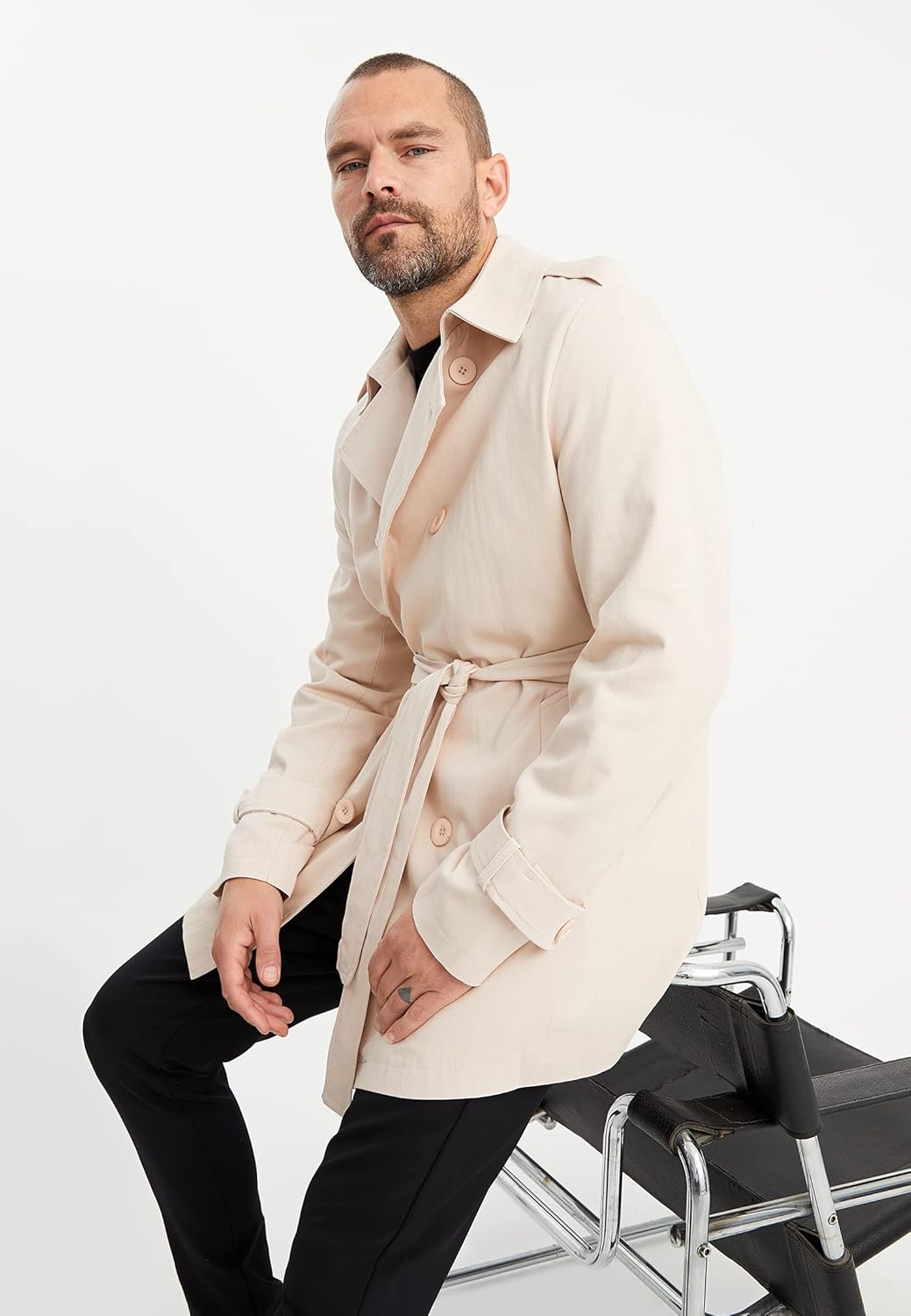 Leif Nelson Trenchcoat Herren kurze Jacke Kurzmantel Halbmantel Business Übergangsjacke Männer Lange