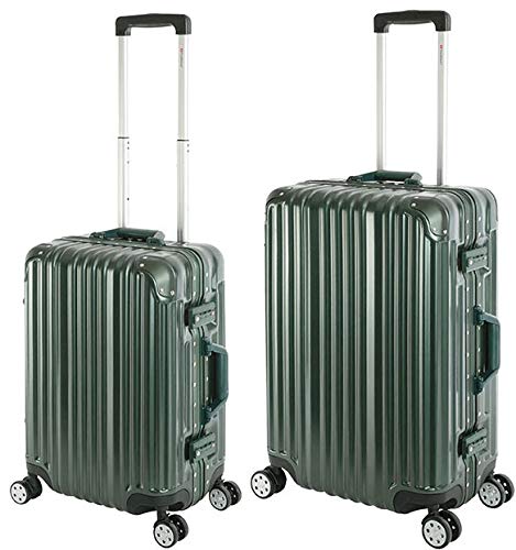 Travelhouse London Koffer Grün S-55cm, M-65cm · 2er-Set · Alu-Rahmen · Polykarbonat Hartschale · Han
