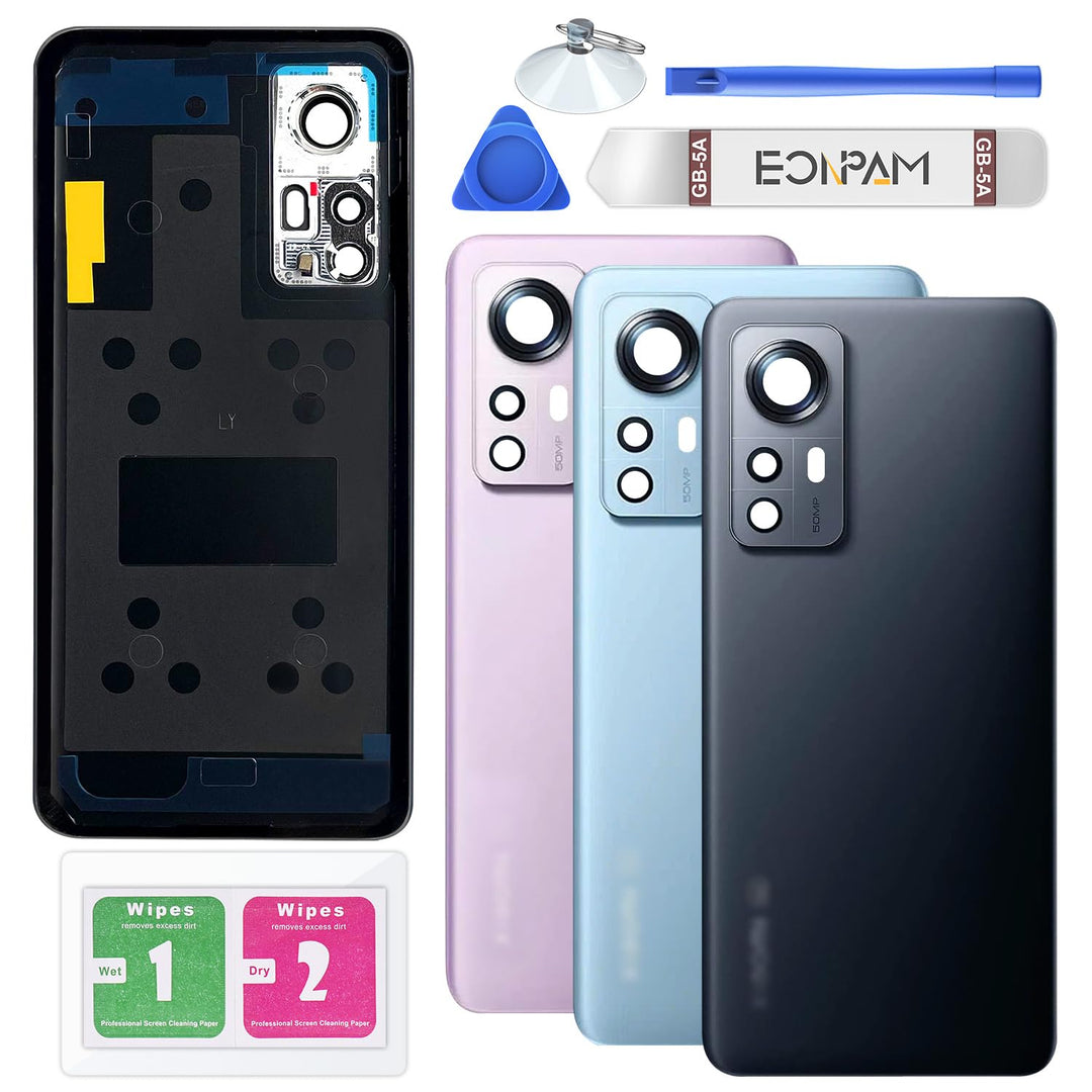 Eonpam Akkudeckel für Xiaomi Mi 12 / Mi 12X Rückseite Glas Original Backcover Back Glas Ersatz Repar