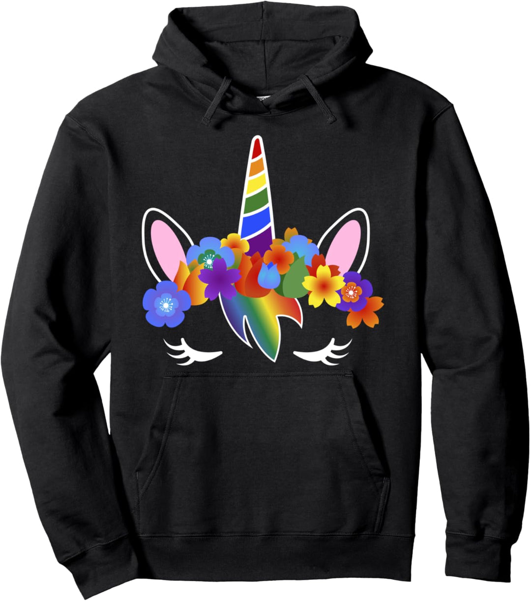Regenbogenflagge - LGBT Pride Gay Einhorn Gesicht Pullover Hoodie